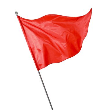 Beyaz arkaplanda dalgalanan üçgen kırmızı bayrak