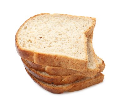 Beyaz üzerine izole edilmiş kızarmış ekmek dilimleri.