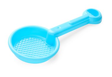 Plastik elek beyazda izole edilmiş. Çocukların plaj oyuncağı.