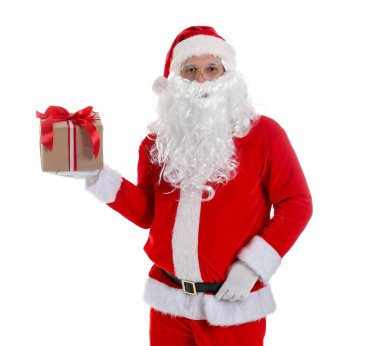 Noel Baba Noel hediyesi beyaz zemin üzerine ile