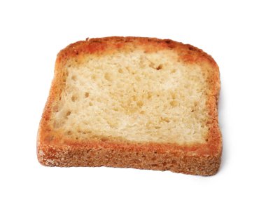 Kahverengi ekmek dilimi beyaza izole edilmiş.