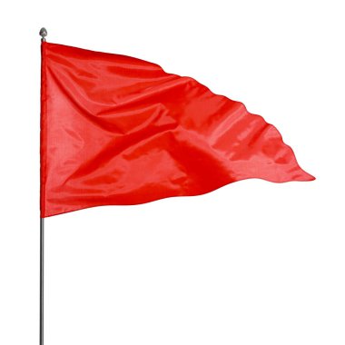 Beyaz arkaplanda dalgalanan üçgen kırmızı bayrak