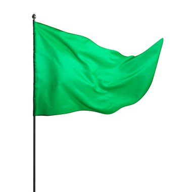 Beyaz arkaplanda dalgalanan üçgen yeşil bayrak