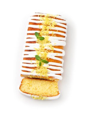 Lezzetli limonlu pasta krema, tat ve nane ile süslenmiş beyaz, üst manzara