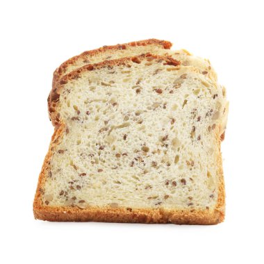 Ekmek dilimleri ve beyaz tohumlar.