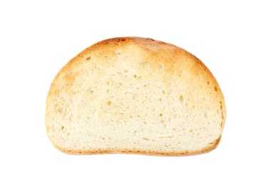 Kahverengi ekmek dilimi beyaza izole edilmiş.