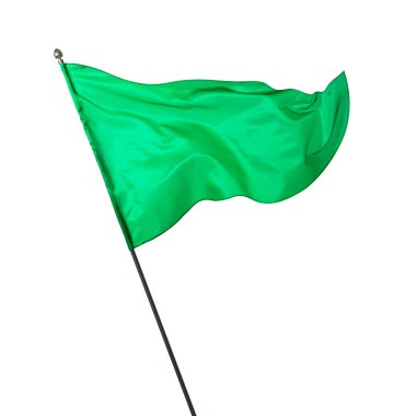 Beyaz arkaplanda dalgalanan üçgen yeşil bayrak