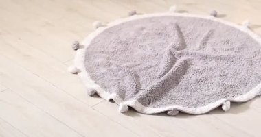 Şövalye Kral Charles Spaniel evde halıyla oynuyor.