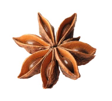 Kuru anason yıldızı beyaz üzerine izole tohumlar ile