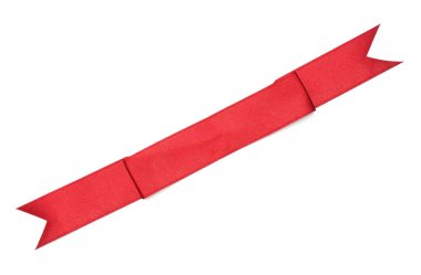 Güzel kırmızı kurdele beyaza izole edilmiş, üst manzara