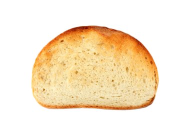 Kahverengi ekmek dilimi beyaza izole edilmiş.