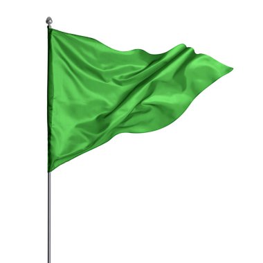 Beyaz arkaplanda dalgalanan üçgen yeşil bayrak
