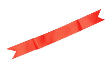 Güzel kırmızı kurdele beyaza izole edilmiş, üst manzara