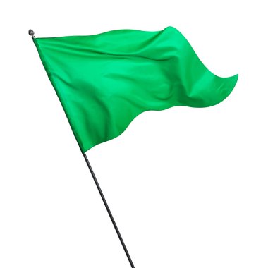 Beyaz arkaplanda dalgalanan üçgen yeşil bayrak