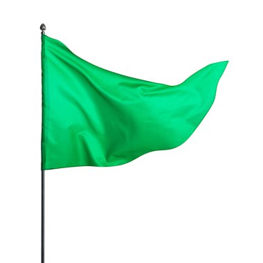 Beyaz arkaplanda dalgalanan üçgen yeşil bayrak