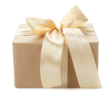 Beyaz tenli güzel bir hediye kutusu.