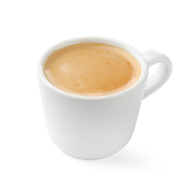 Beyaz bardakta izole edilmiş Aromatik kahve.