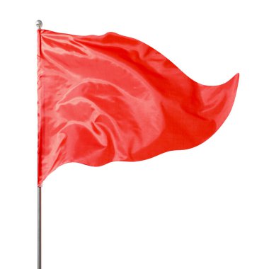 Beyaz arkaplanda dalgalanan üçgen kırmızı bayrak