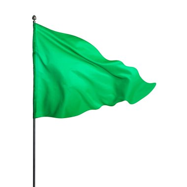 Beyaz arkaplanda dalgalanan üçgen yeşil bayrak