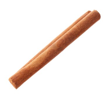 Bir kuru tarçın çubuğu beyaza izole edilmiş.