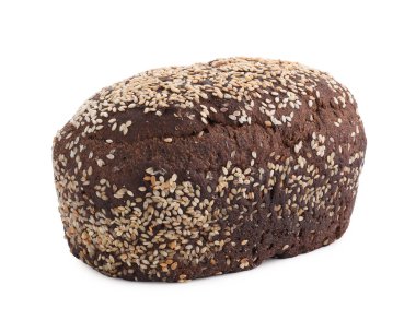 Lezzetli taze çavdar ekmeği ve beyaz üzerine susam tohumu.