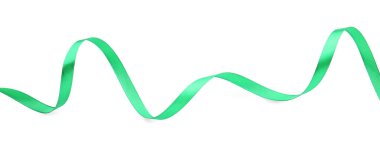 Güzel yeşil kurdele beyaza izole edilmiş, üst manzara