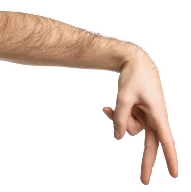 Beyaz arkaplanda hareket eden adam, yakın plan görünümü