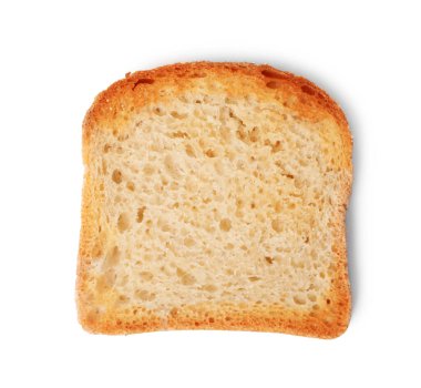 Kahverengi ekmek dilimi beyaza izole edilmiş.