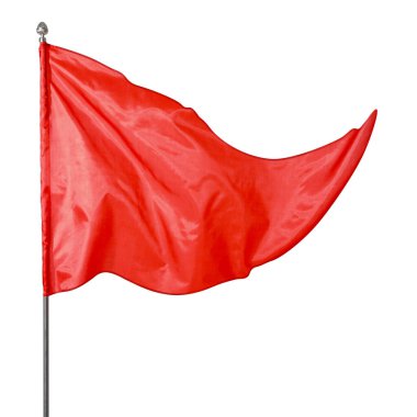 Beyaz arkaplanda dalgalanan üçgen kırmızı bayrak