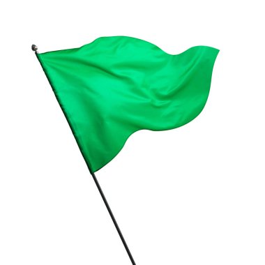 Beyaz arkaplanda dalgalanan üçgen yeşil bayrak