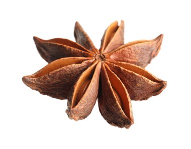 Kuru anason yıldızı beyaz üzerine izole tohumlar ile