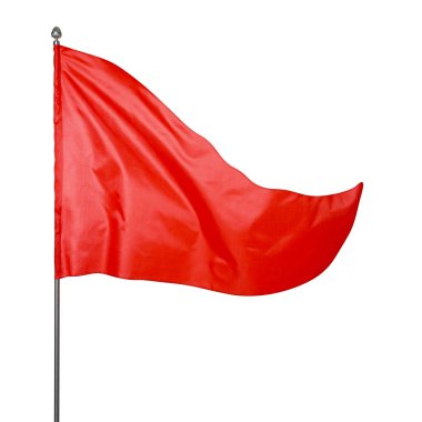 Beyaz arkaplanda dalgalanan üçgen kırmızı bayrak