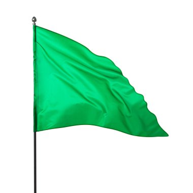 Beyaz arkaplanda dalgalanan üçgen yeşil bayrak