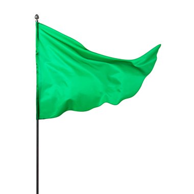 Beyaz arkaplanda dalgalanan üçgen yeşil bayrak