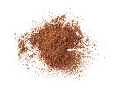 Kakao tozu beyaz, üst görünümde izole