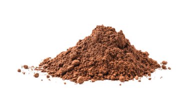 kakao tozu üzerine beyaz izole yığını