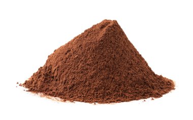 kakao tozu üzerine beyaz izole yığını