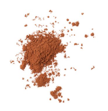 Kakao tozu beyaz, üst görünümde izole