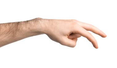 Beyaz arkaplanda hareket eden adam, yakın plan görünümü