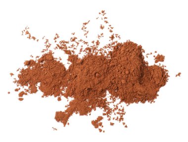 Kakao tozu beyaz, üst görünümde izole