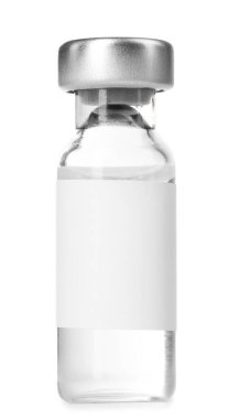 Cam şişedeki aşı beyaza izole edilmiş.