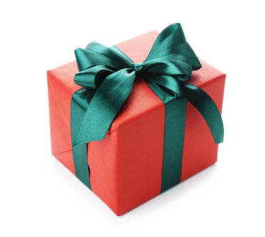 Güzel Noel hediyesi kutusu beyaza izole edilmiş.