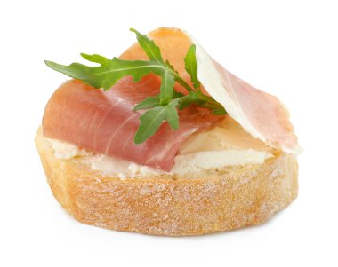 Krem peynirli, jambonlu ve roka soslu nefis bruschetta.