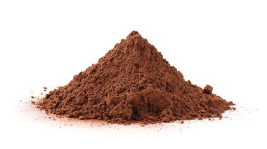 kakao tozu üzerine beyaz izole yığını