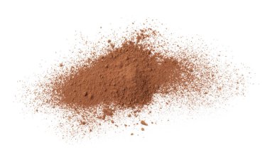 Kakao tozu beyaz, üst görünümde izole