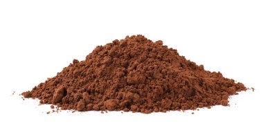 kakao tozu üzerine beyaz izole yığını