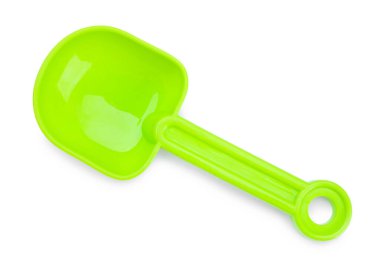 Plastik kürek beyaza izole edilmiş, üst manzara. Çocukların plaj oyuncağı.