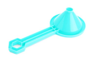 Plastik huni beyaza izole edilmiş. Çocukların plaj oyuncağı.