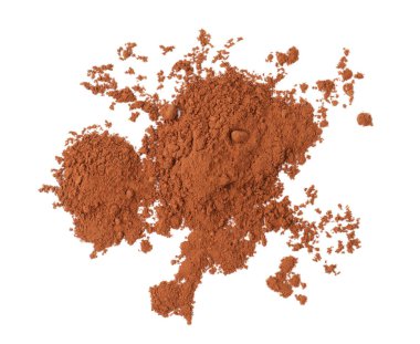 Kakao tozu beyaz, üst görünümde izole