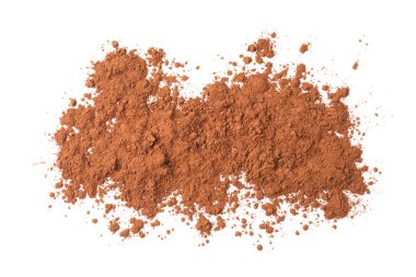 Doğal kakao tozu beyaza izole edilmiş.